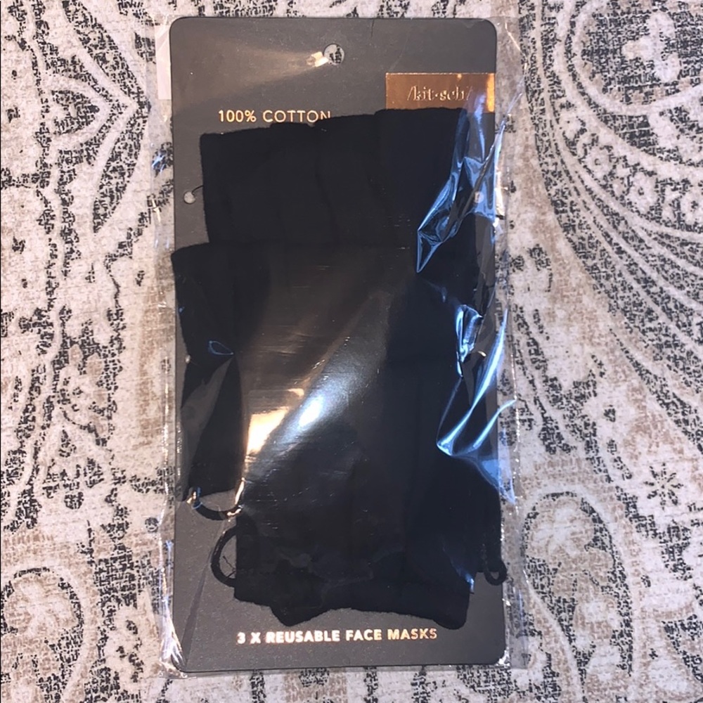 KITSCH Cotton Face Mask 3pc Set - Black